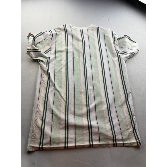 Guess Originals Shirt Mens Medium Green Striped Embroidered Logo Tee  Y2K - Picture 5 of 5